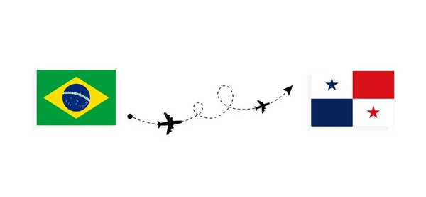 Політ Подорож Бразилії Панами Концепцією Пасажирського Літака — стоковий вектор