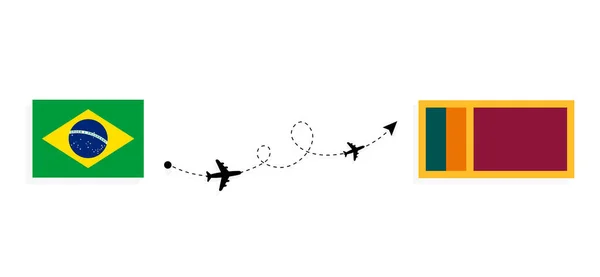 Lot Podróż Brazylii Sri Lanki Samolotem Pasażerskim Koncepcja Podróży — Wektor stockowy