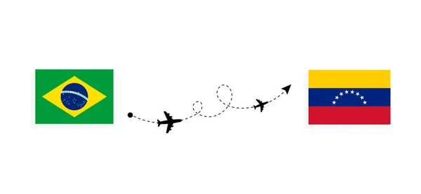 Полет Бразилии Венесуэлу Пассажирском Самолете — стоковый вектор