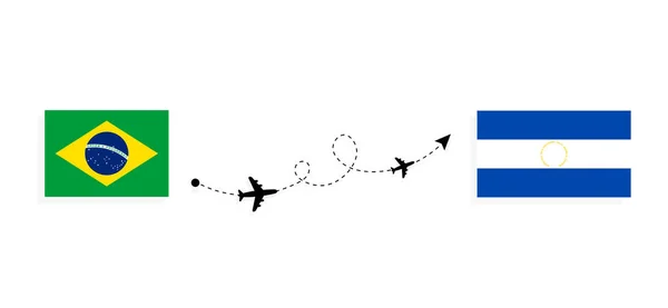 Lot Podróż Brazylii Salwadoru Samolotem Pasażerskim Koncepcja Podróży — Wektor stockowy