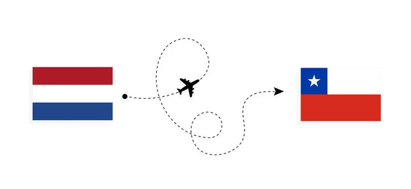 Рейс Подорожі Нідерландів Чилі Концепцією Пасажирського Літака Travel — стоковий вектор
