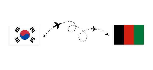 Полет Южной Кореи Афганистан Пассажирском Самолете — стоковый вектор