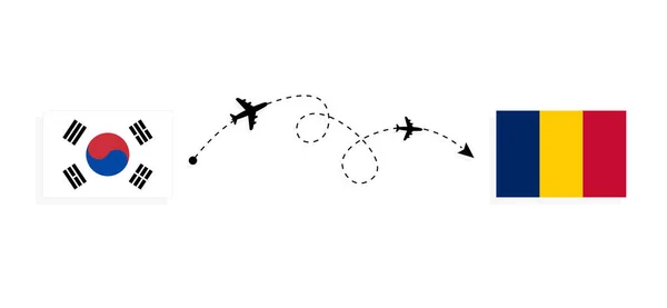 Let Cestování Jižní Koreje Čadu Osobním Letadlem Cestovní Koncept — Stockový vektor