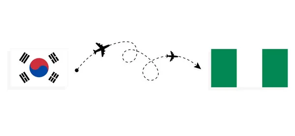 한국에서 나이지리아 까지의 비행기 — 스톡 벡터