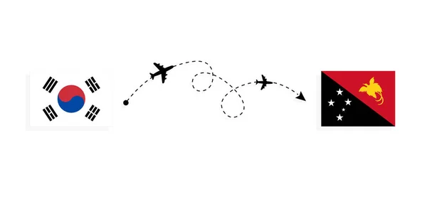 Vuelo Viaje Corea Del Sur Papúa Nueva Guinea Avión Pasajeros — Archivo Imágenes Vectoriales