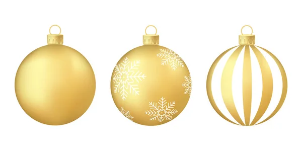 Gold Christmas Tree Toy Ball Ογκομετρική Και Ρεαλιστική Απεικόνιση Χρώματος — Διανυσματικό Αρχείο