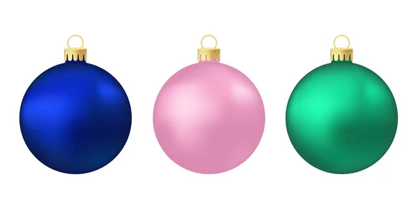 Розовая Роза Голубой Зеленый Ментол Рождественская Елка Игрушка Мяч — стоковый вектор