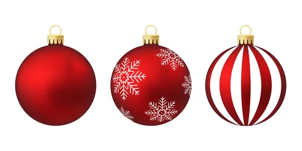 Giocattolo Palla Dell Albero Natale Rosso Illustrazione Colori Volumetrica Realistica — Vettoriale Stock
