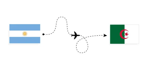 Flight Travel Argentina Algeria Passenger Airplane Travel Concept — стоковий вектор