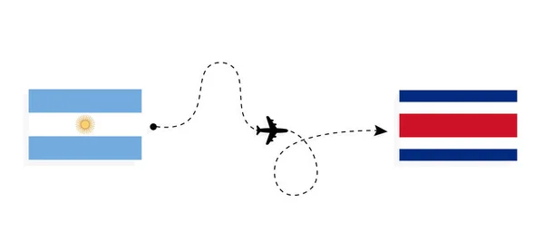 Flight Travel Argentina Costa Rica Passenger Airplane Travel Concept — стоковий вектор