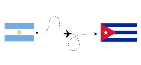 Flight Travel Argentina Cuba Passenger Airplane Travel Concept — стоковий вектор