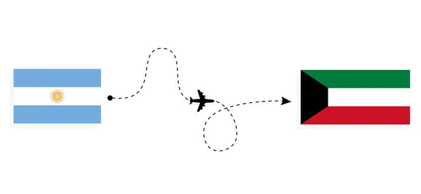 Flight Travel Argentina Kuwait Passenger Airplane Travel Concept — стоковий вектор