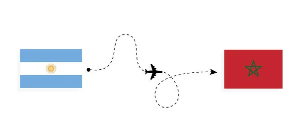 Flight Travel Argentina Morocco Passenger Airplane Travel Concept — Stockvektor