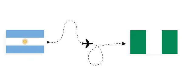 Flight Travel Argentina Nigeria Passenger Airplane Travel Concept — стоковий вектор