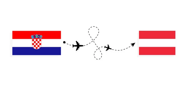 Flight Travel Croatia Austria Passenger Airplane Travel Concept — 图库矢量图片