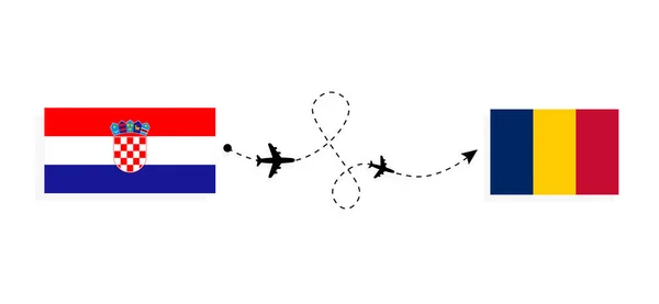 Flight Travel Croatia Chad Passenger Airplane Travel Concept — Vetor de Stock