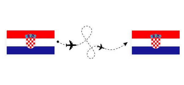 Voo Viagem Croácia Para Croácia Por Avião Passageiros Conceito Viagem — Vetor de Stock