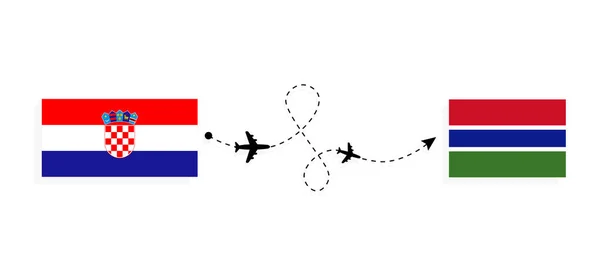 Flight Travel Croatia Gambia Passenger Airplane Travel Concept — Stock Vector