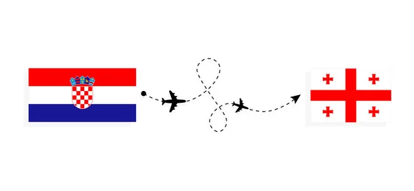 Lot Podróż Chorwacji Gruzji Samolotem Pasażerskim — Wektor stockowy