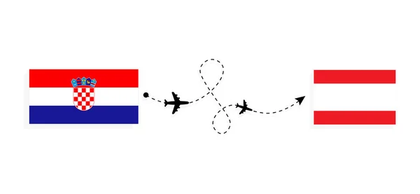 Flight Travel Croatia Lebanon Passenger Airplane Travel Concept — 图库矢量图片