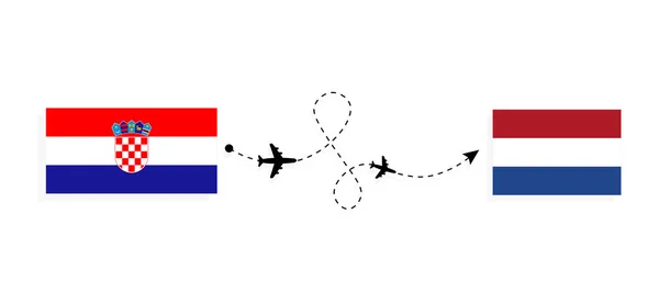 Flight Travel Croatia Netherlands Passenger Airplane Travel Concept — стоковый вектор