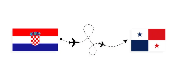 Flight Travel Croatia Panama Passenger Airplane Travel Concept — Stockvektor