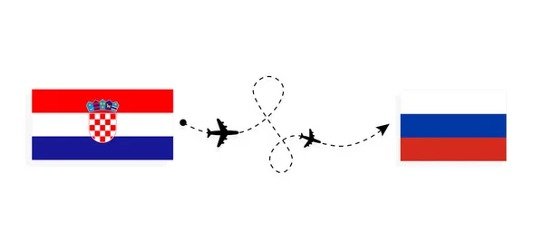 Flight Travel Croatia Russia Passenger Airplane Travel Concept — стоковый вектор