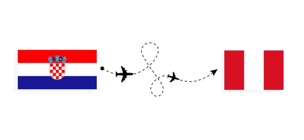 Flight Travel Croatia Peru Passenger Airplane Travel Concept — 图库矢量图片