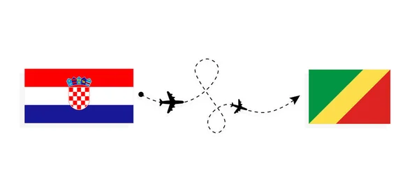 Flight Travel Croatia Republic Congo Passenger Airplane Travel Concept — Vetor de Stock