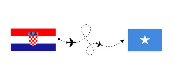 Flight Travel Croatia Somalia Passenger Airplane Travel Concept — Stock Vector