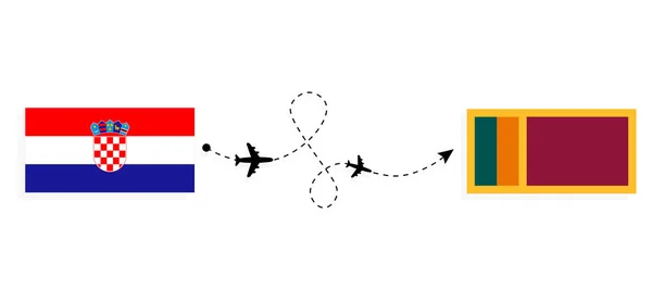 Yolcu Uçağıyla Hırvatistan Dan Sri Lanka Uçuş Seyahat Kavramı — Stok Vektör