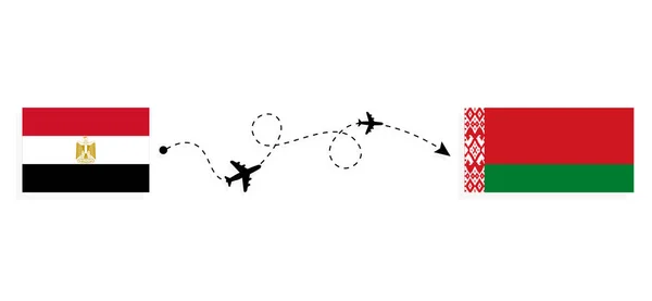 Flight Travel Egypt Belarus Passenger Airplane Travel Concept — Archivo Imágenes Vectoriales