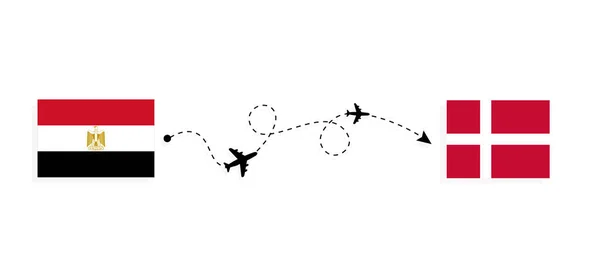 Vuelo Viaje Egipto Dinamarca Avión Pasajeros Concepto Viaje — Archivo Imágenes Vectoriales