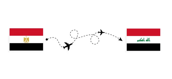 Flight Travel Egypt Iraq Passenger Airplane Travel Concept — Stockvektor