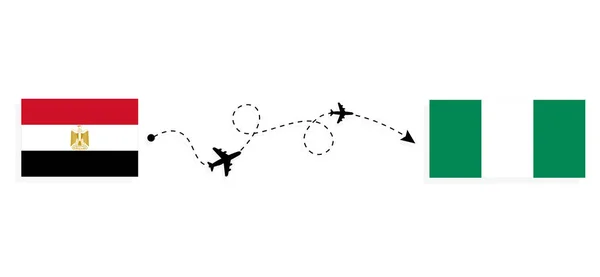 Vol Voyage Egypte Nigeria Par Avion Passagers Concept Voyage — Image vectorielle