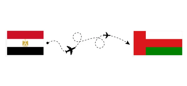 Flight Travel Egypt Oman Passenger Airplane Travel Concept — стоковый вектор