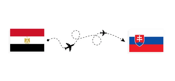 Flight Travel Egypt Slovakia Passenger Airplane Travel Concept — стоковый вектор