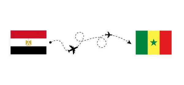 Flight Travel Egypt Senegal Passenger Airplane Travel Concept — Stockvektor