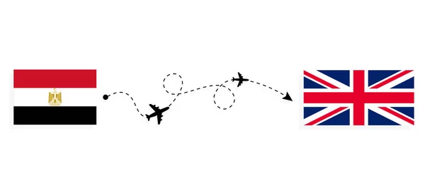 Flight Travel Egypt United Kingdom Great Britain Passenger Airplane Travel — Stock Vector