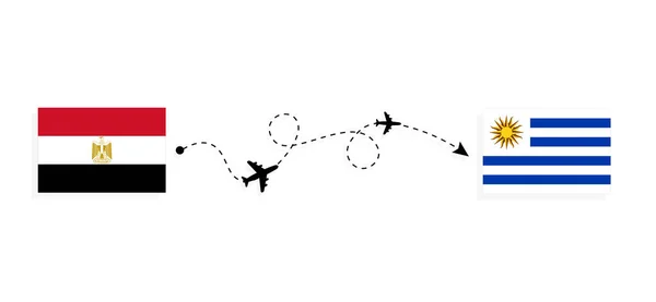 Flight Travel Egypt Uruguay Passenger Airplane Travel Concept — Stockvektor