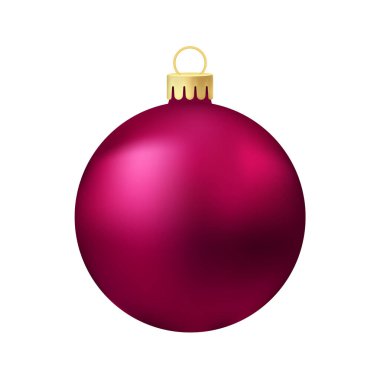 Pembe Noel ağacı oyuncağı veya top Volumetrik ve gerçekçi renk çizimi