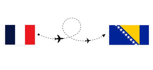 Flight Travel France Bosnia Herzegovina Passenger Airplane Travel Concept — Stock vektor