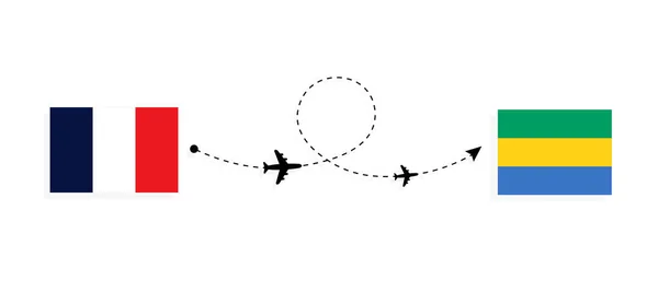 Flight Travel France Gabon Passenger Airplane Travel Concept — стоковый вектор