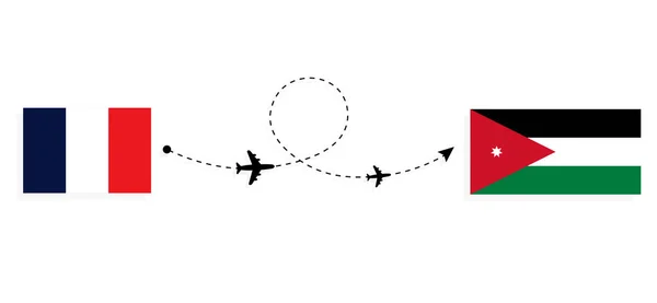 Flight Travel France Jordan Passenger Airplane Travel Concept — Vetor de Stock