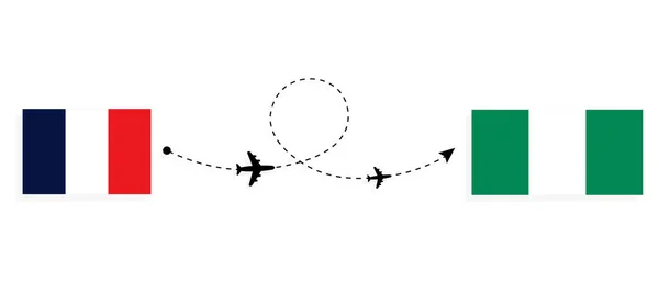 Flight Travel France Nigeria Passenger Airplane Travel Concept — Stock Vector