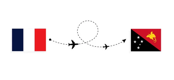 Flight Travel France Papua New Guinea Passenger Airplane Travel Concept — стоковый вектор