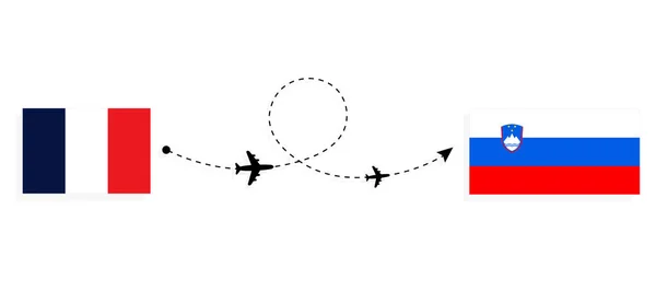 Flight Travel France Slovenia Passenger Airplane Travel Concept — стоковый вектор