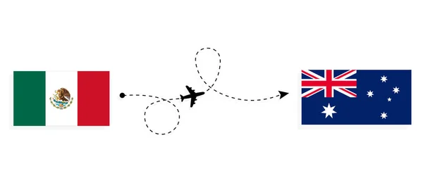 Flight Travel Mexico Australia Passenger Airplane Travel Concept — стоковый вектор