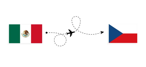 Flight Travel Mexico Czechia Passenger Airplane Travel Concept — ストックベクタ