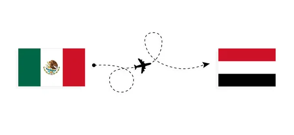 乗客の飛行機でメキシコからエジプトへのフライトと旅行旅行のコンセプト — ストックベクタ